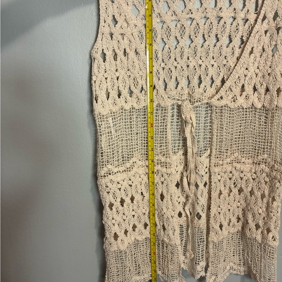 Blu Pepper Boho Crochet Tank Top Size Large Cream Lace Knit Festival Vest - Picture 7 of 7